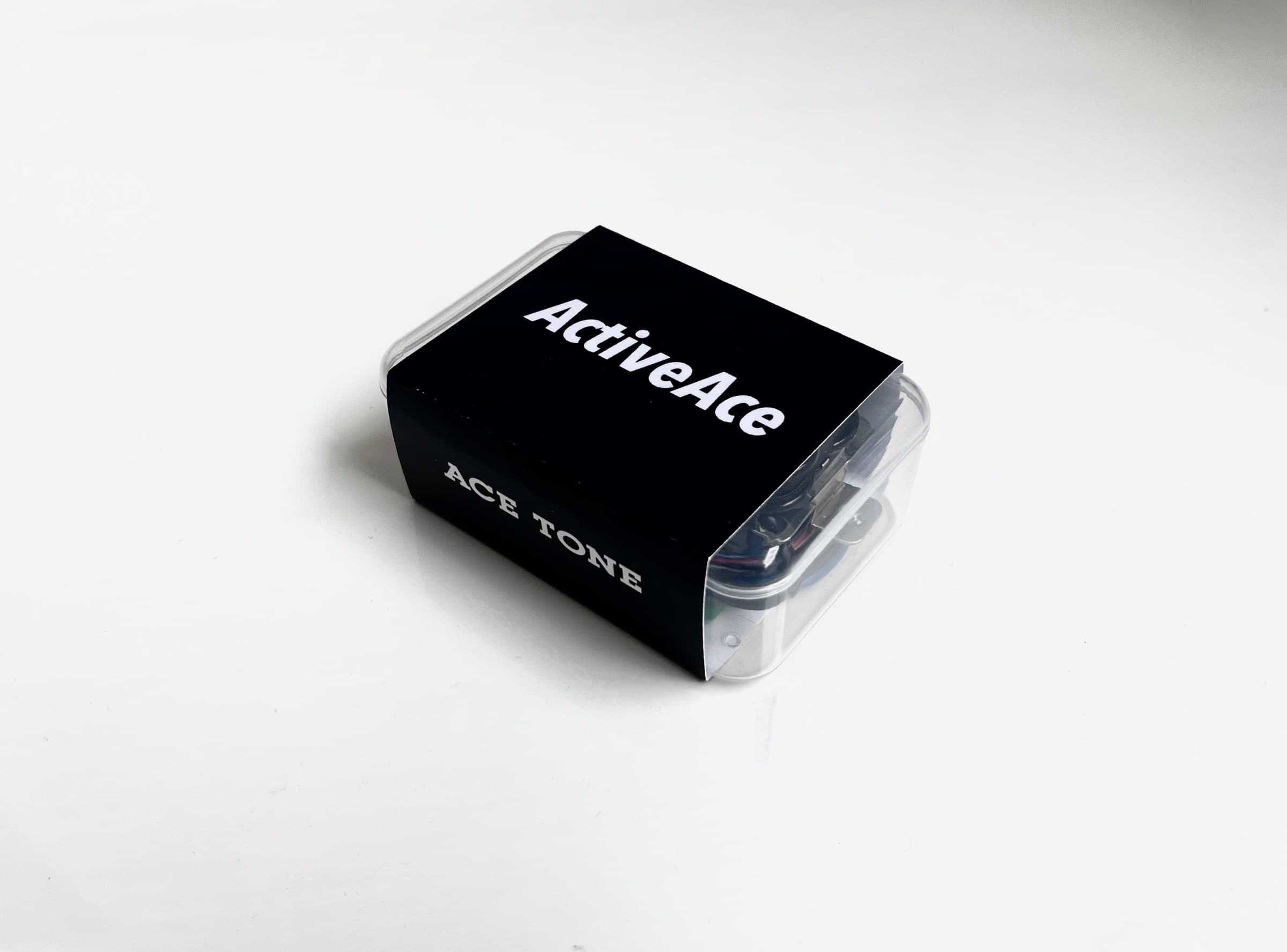 Closed ActiveAce retail packaging seen from above — ActiveAce on the face, ACE TONE on the side