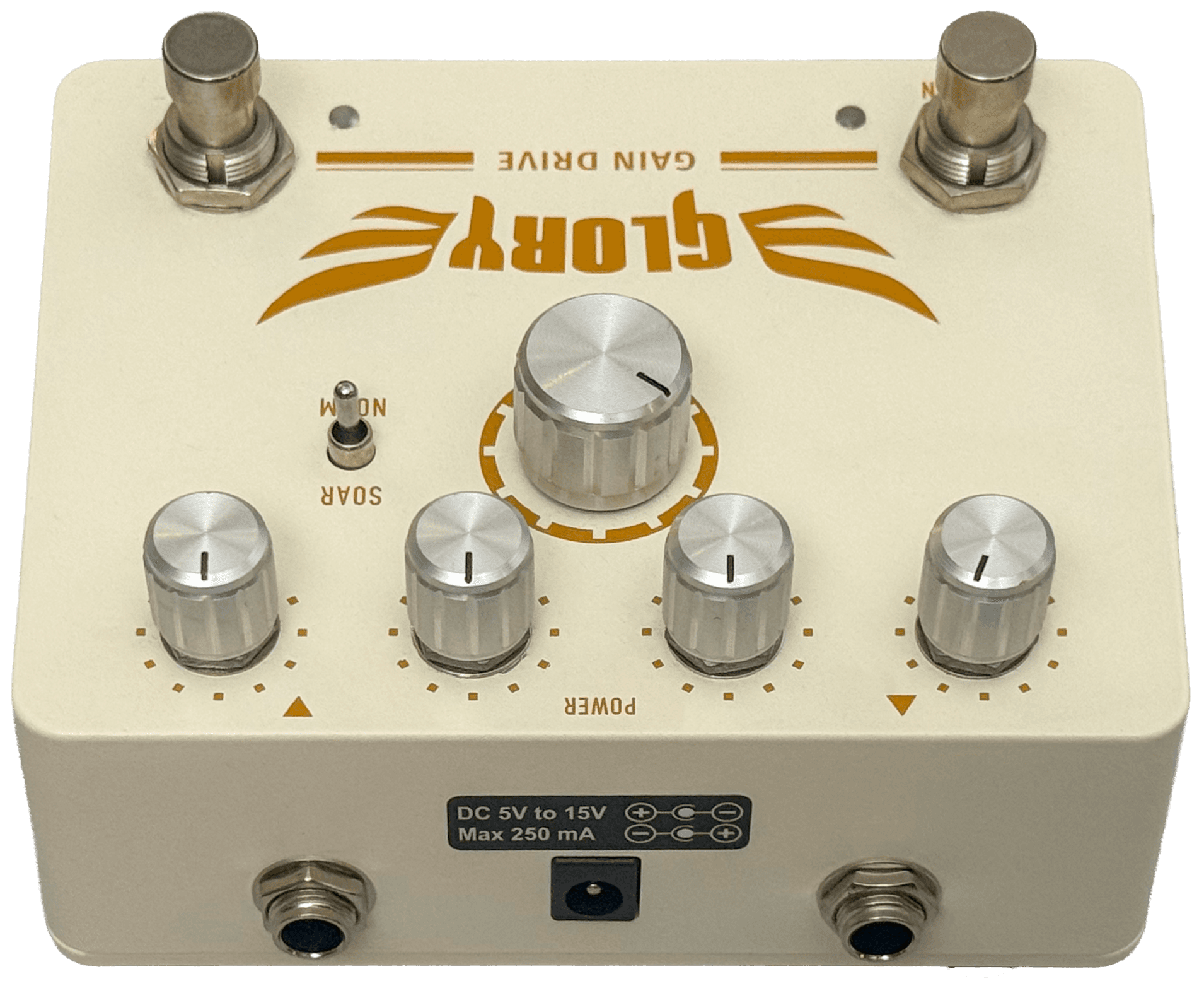 Glory rear connection panel with DC input and audio jacks