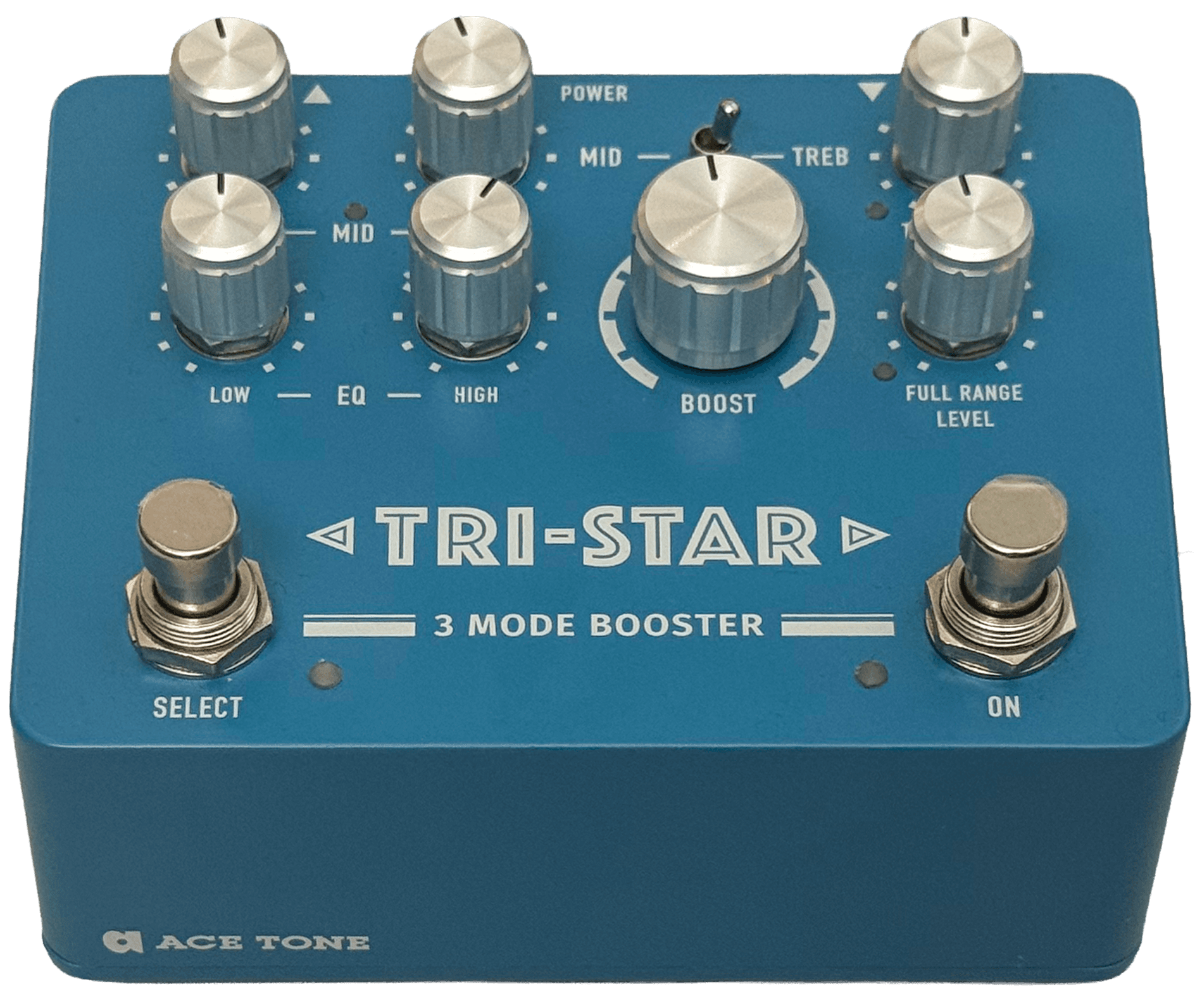 ACE TONE® Tri-Star three-mode booster, isolated front three-quarter view
